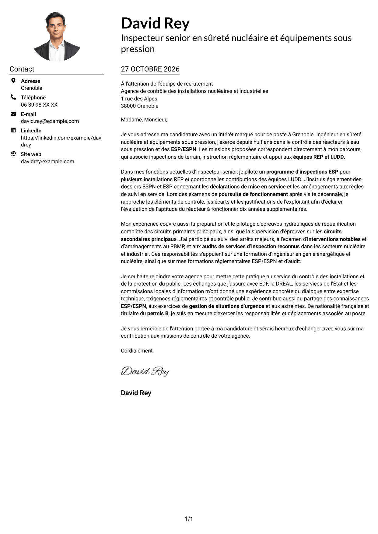 Exemple de lettre de motivation — page 1