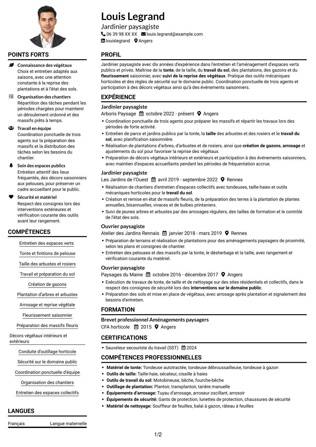 Exemple de CV — page 1