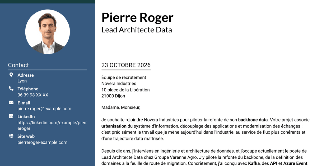 7 modèles de lettre de motivation pour Lead Architecte Data - Backbone Data, avec exemples