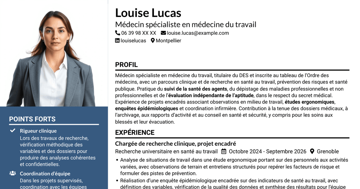 7 modèles de CV pour Médecin spécialiste en médecine de prévention, avec exemples