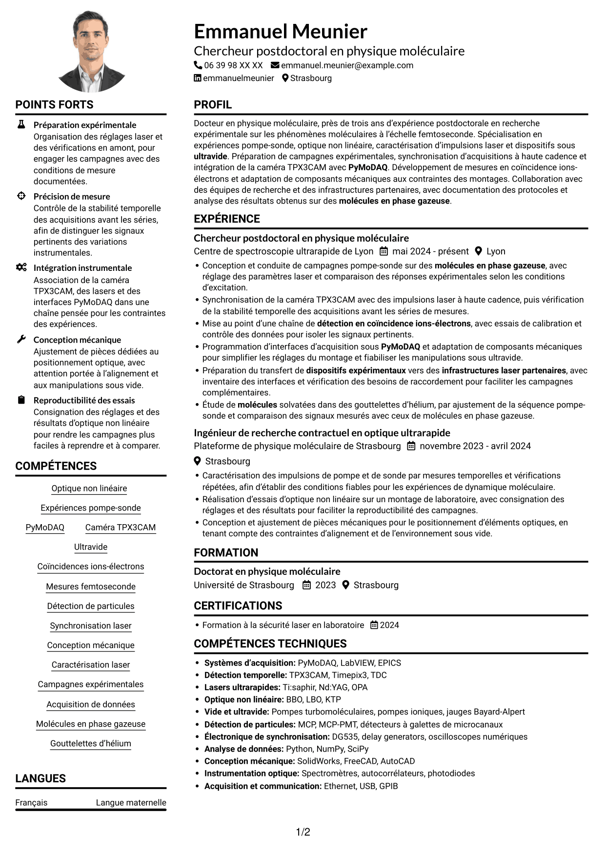 Exemple de CV — page 1