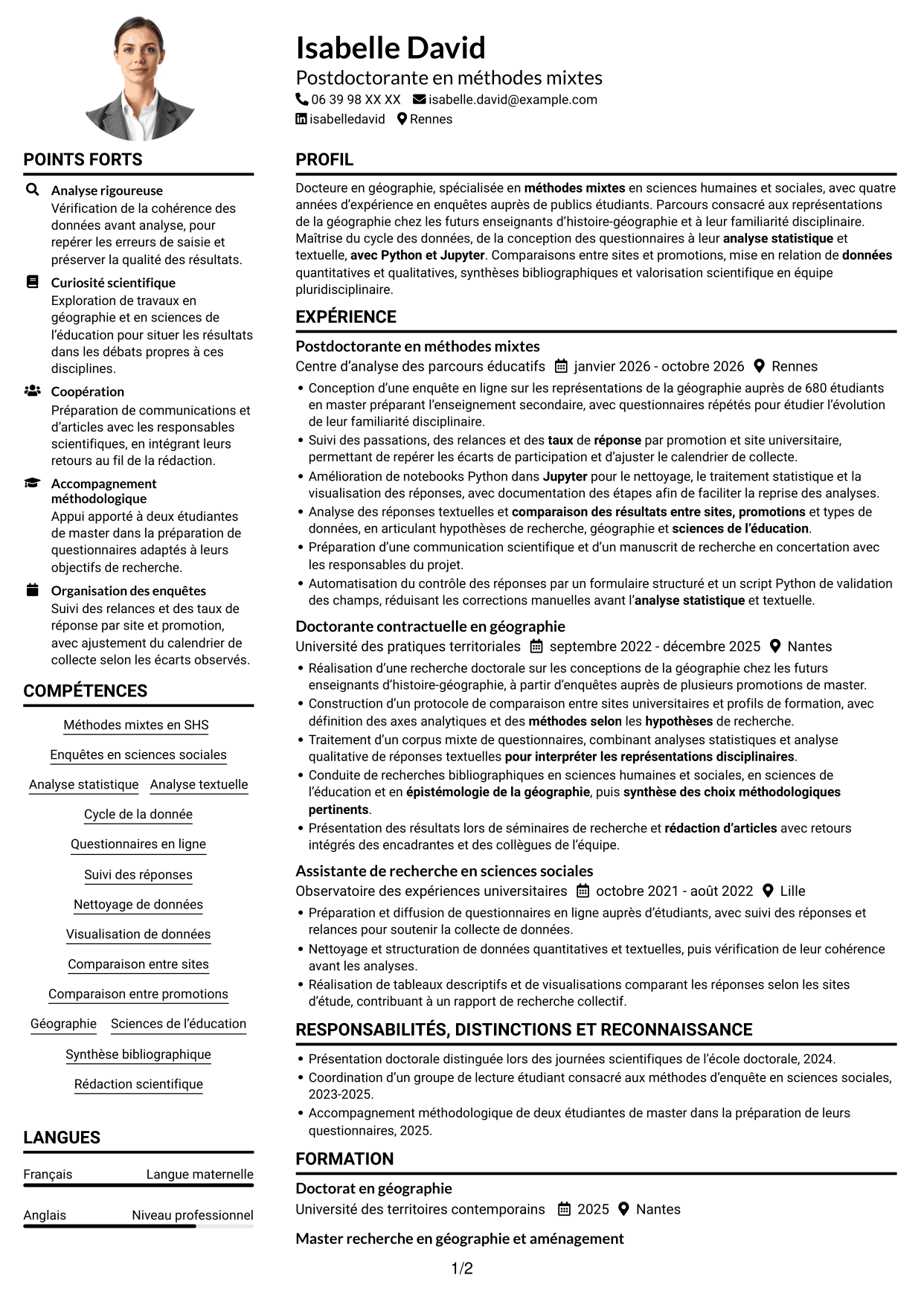 Exemple de CV — page 1