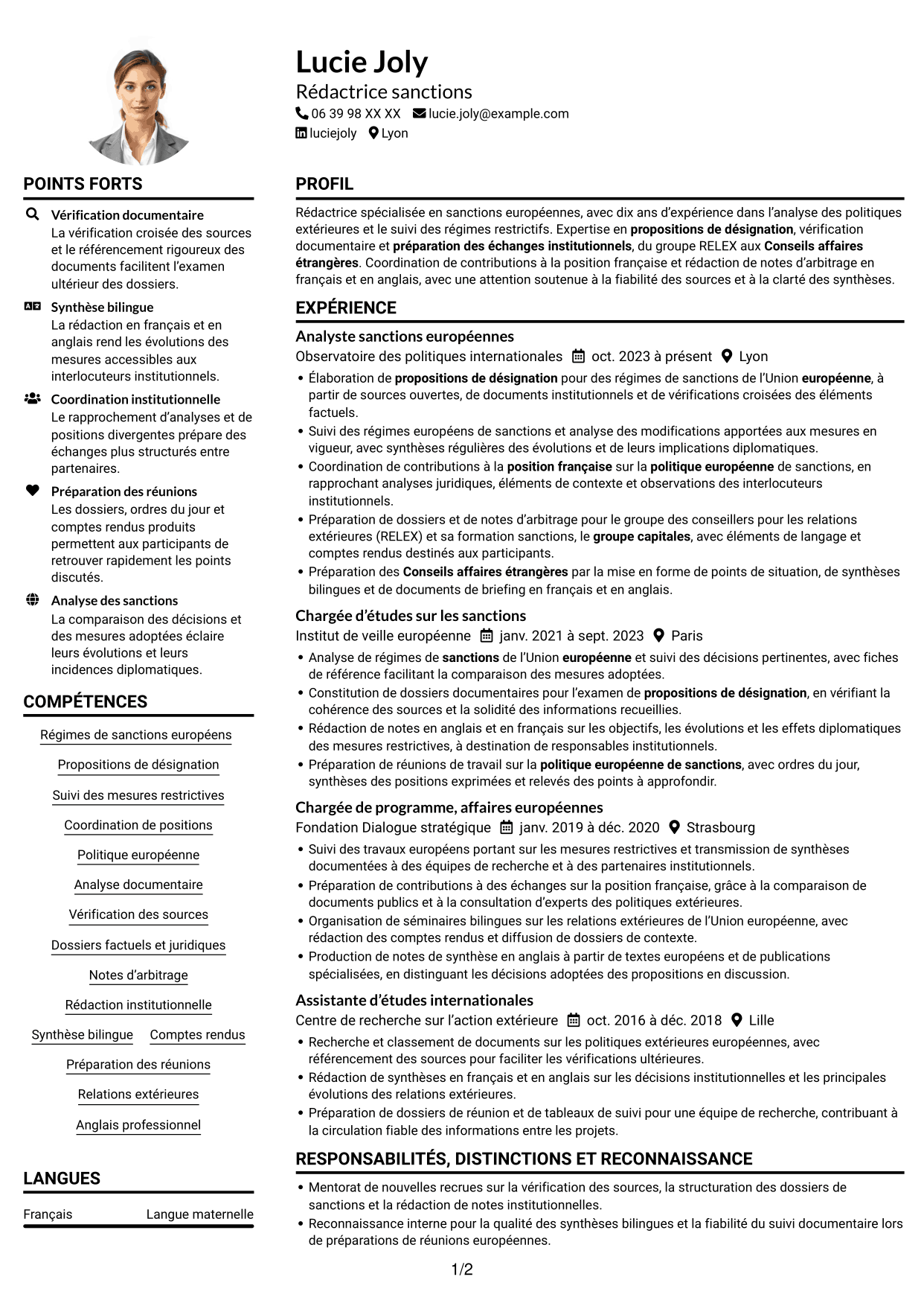 Exemple de CV — page 1