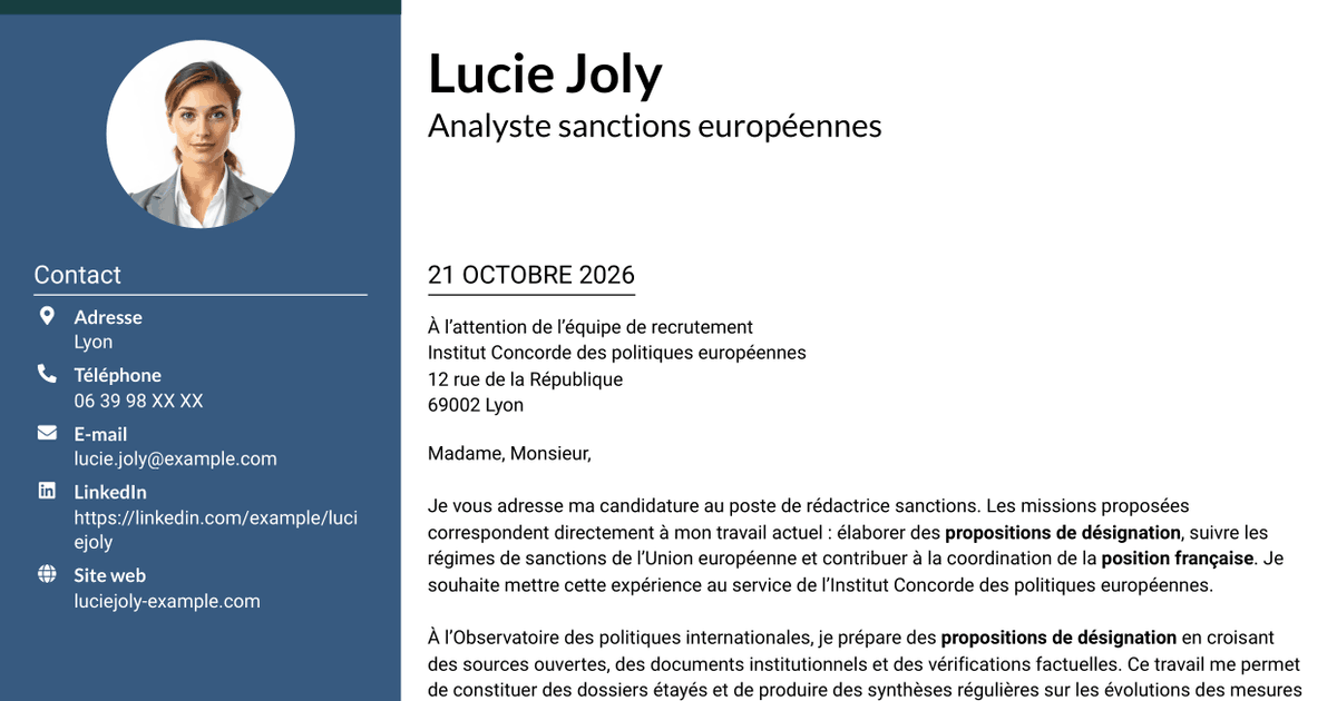 7 modèles de lettre de motivation pour Rédacteur sanctions, avec exemples