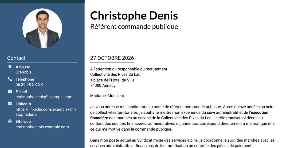 7 modèles de lettre de motivation pour Référent commande publique, avec exemples