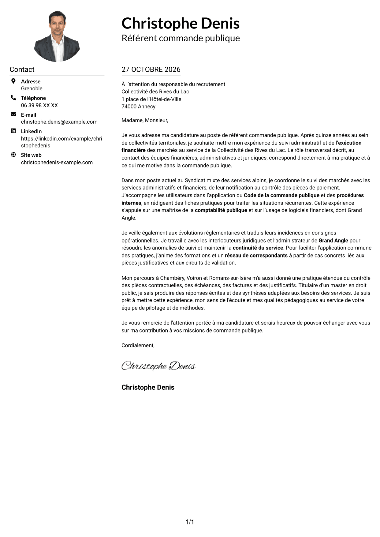 Exemple de lettre de motivation — page 1
