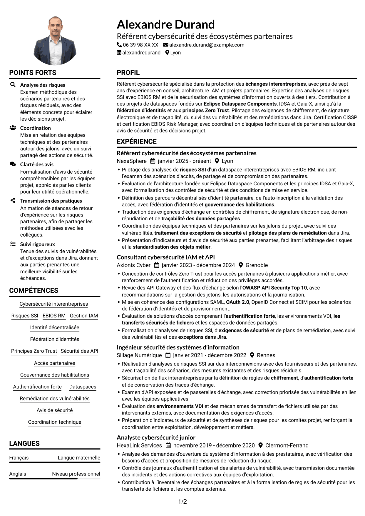Référent Cybersécurité - Échanges interentreprises CV, page 1