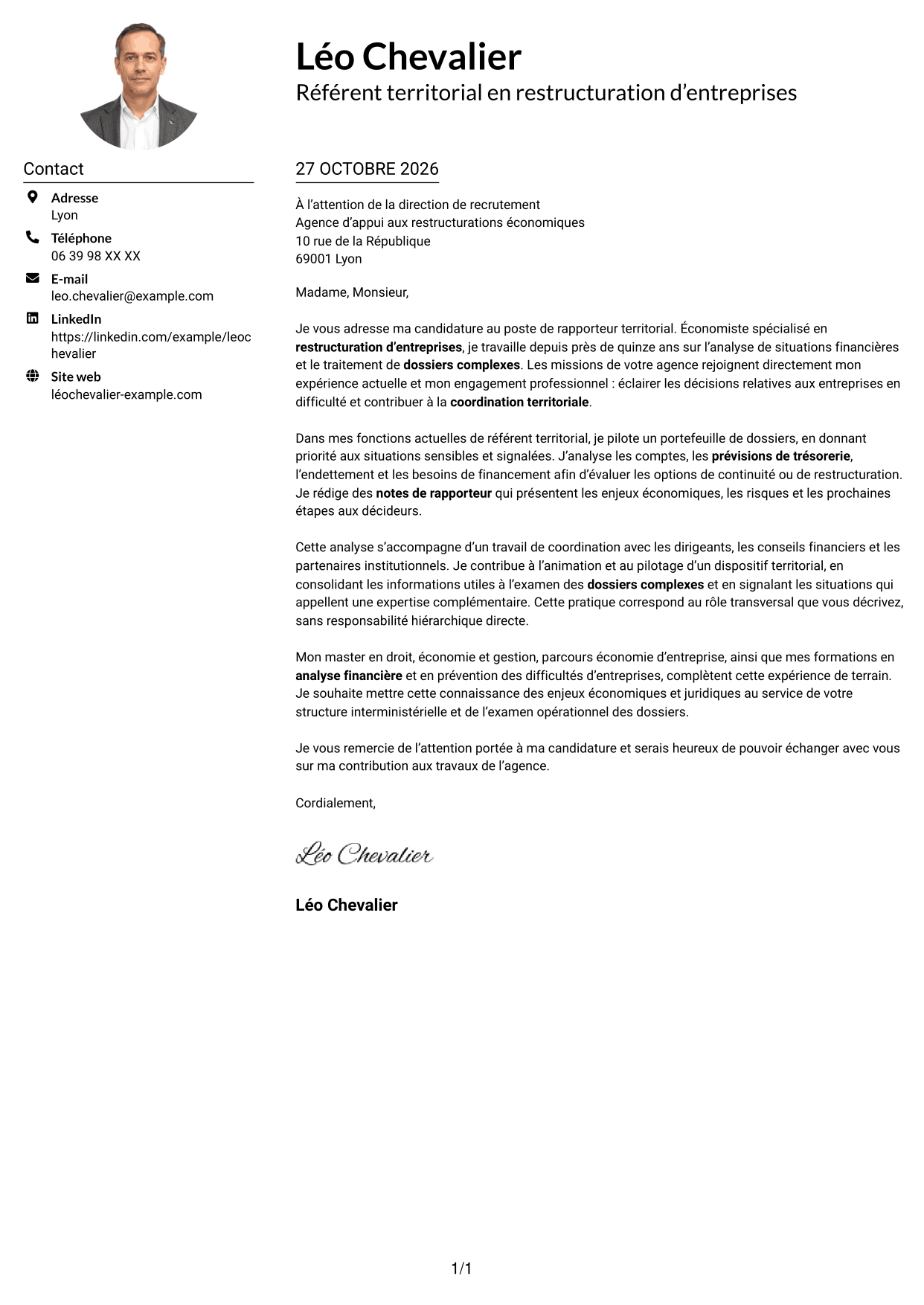 Exemple de lettre de motivation — page 1