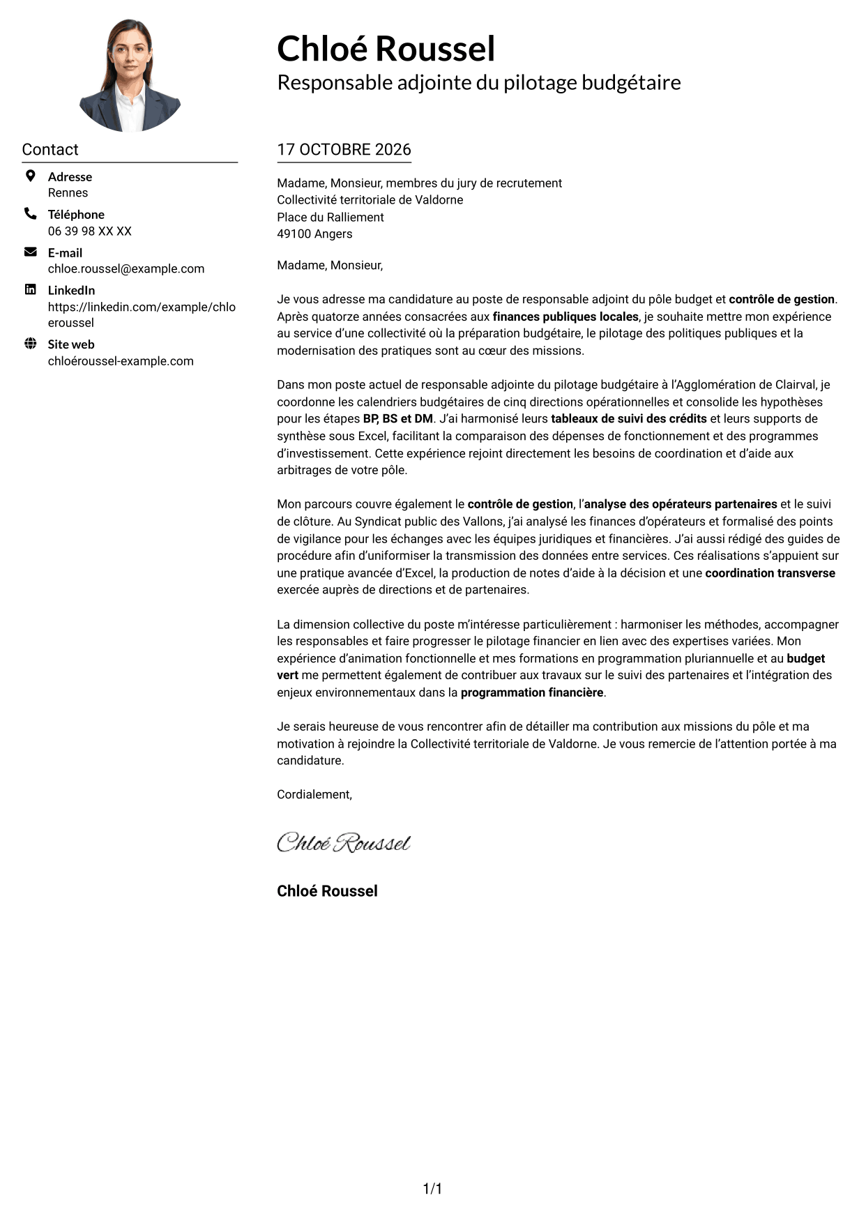 Exemple de lettre de motivation — page 1