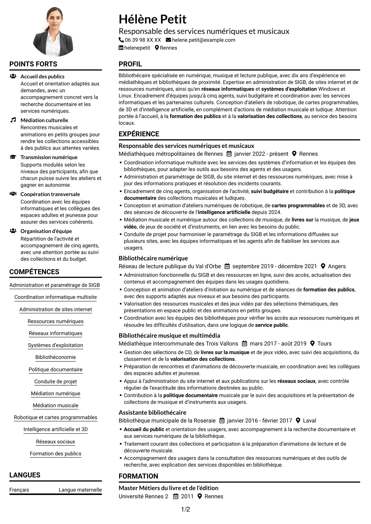 Exemple de CV — page 1
