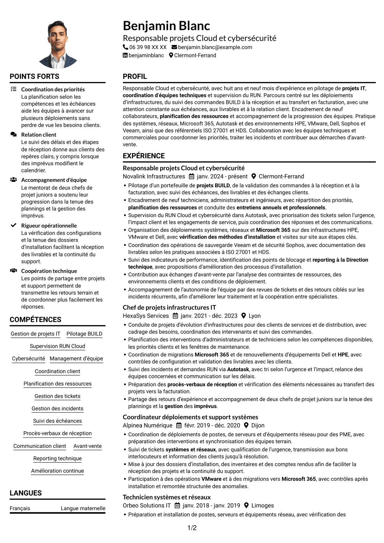 Exemple de CV — page 1