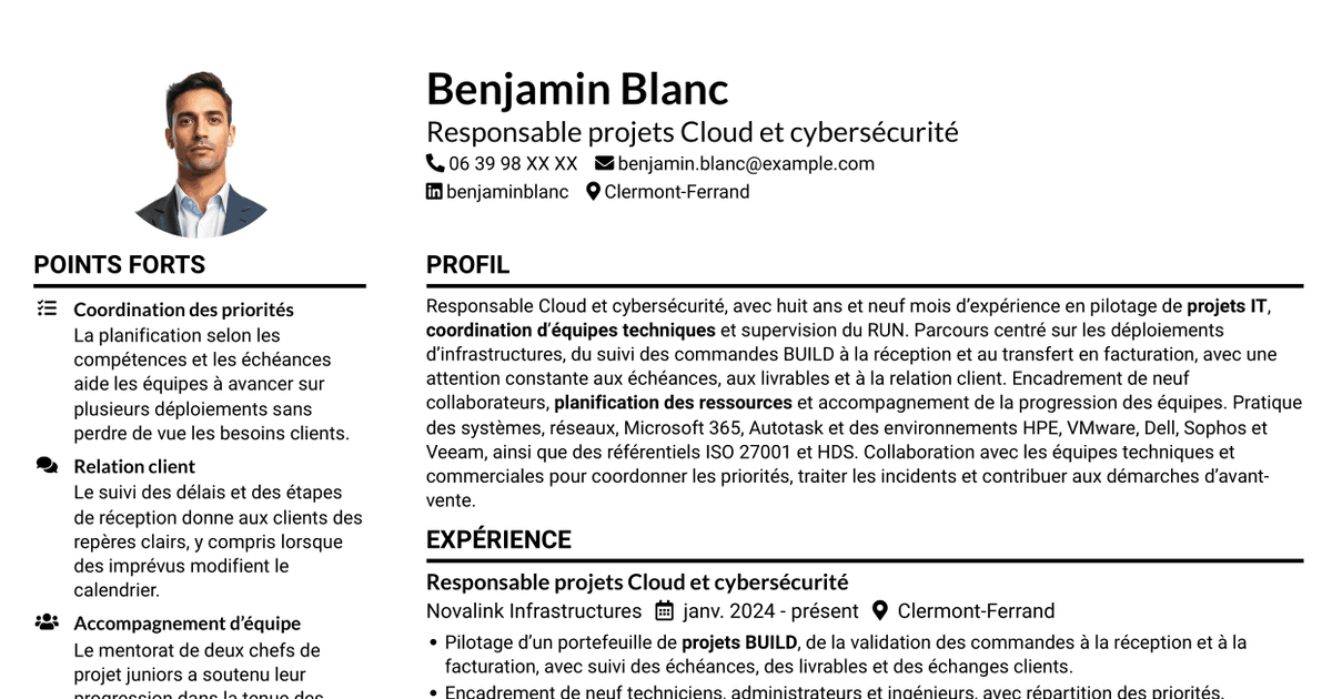 7 modèles de CV pour Responsable Cloud et cybersécurité, avec exemples