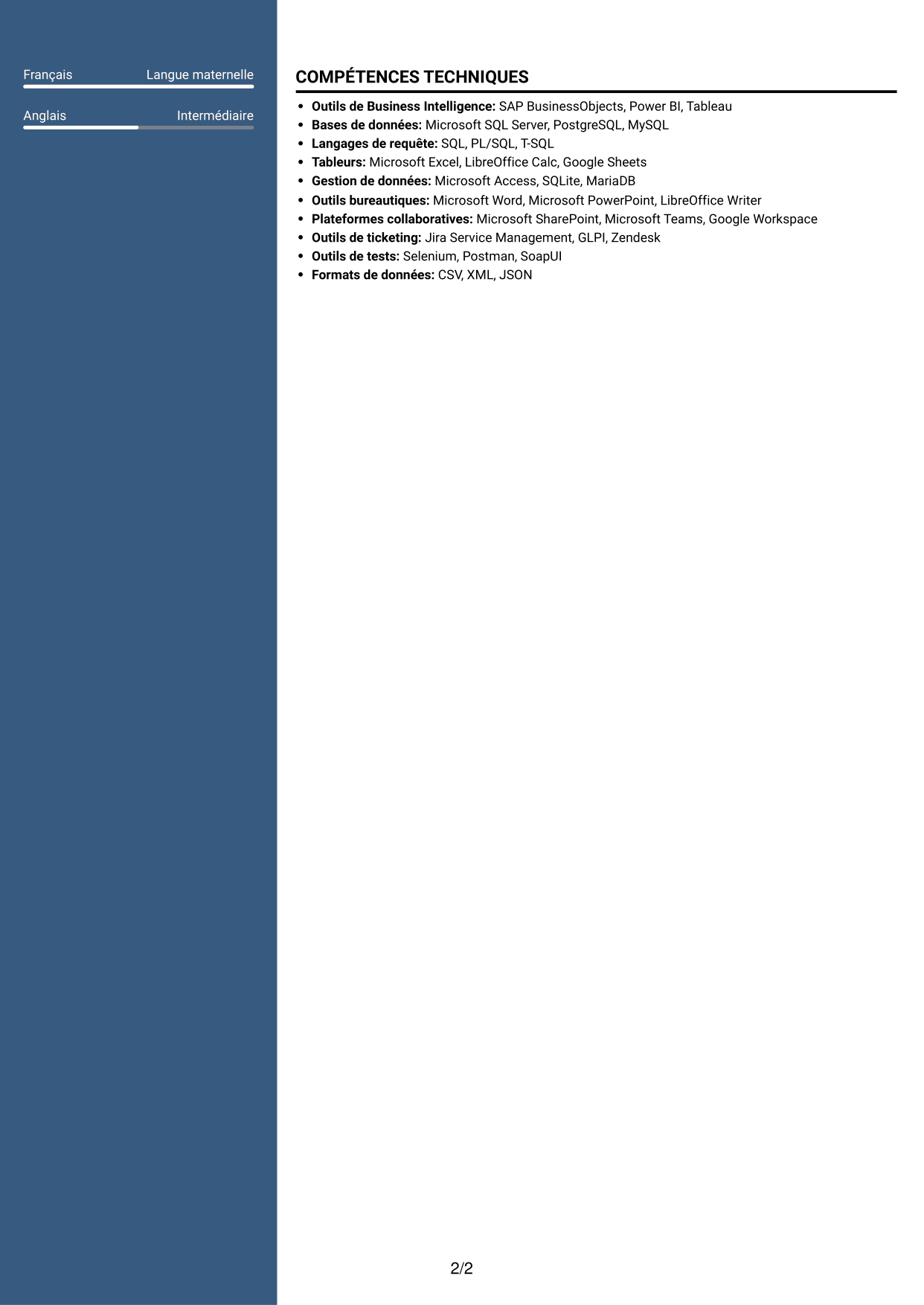 CV Élégant (format à colonne latérale colorée avec photo) : Responsable d’application utilisateur - Applications de l’autonomie, page 2