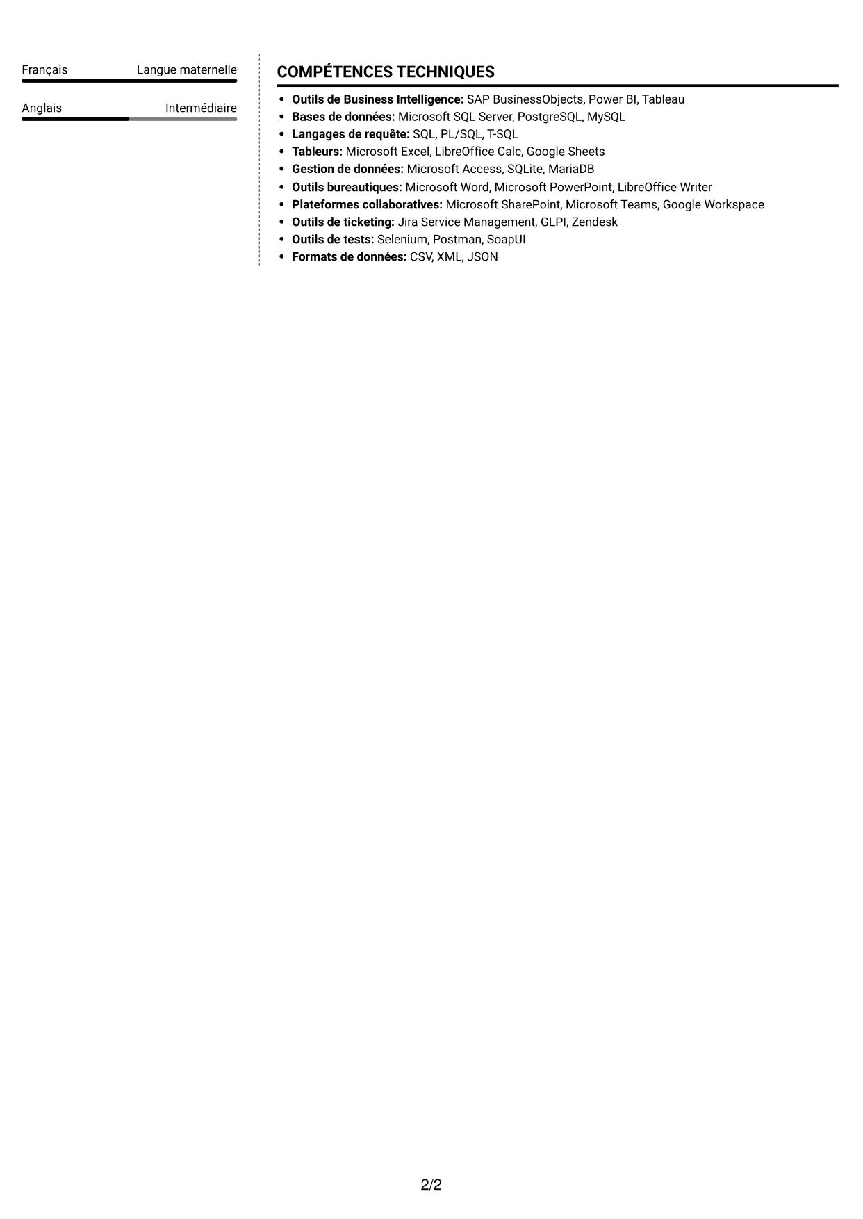 CV Moderne (format à deux colonnes avec photo à gauche et séparateur) : Responsable d’application utilisateur - Applications de l’autonomie, page 2