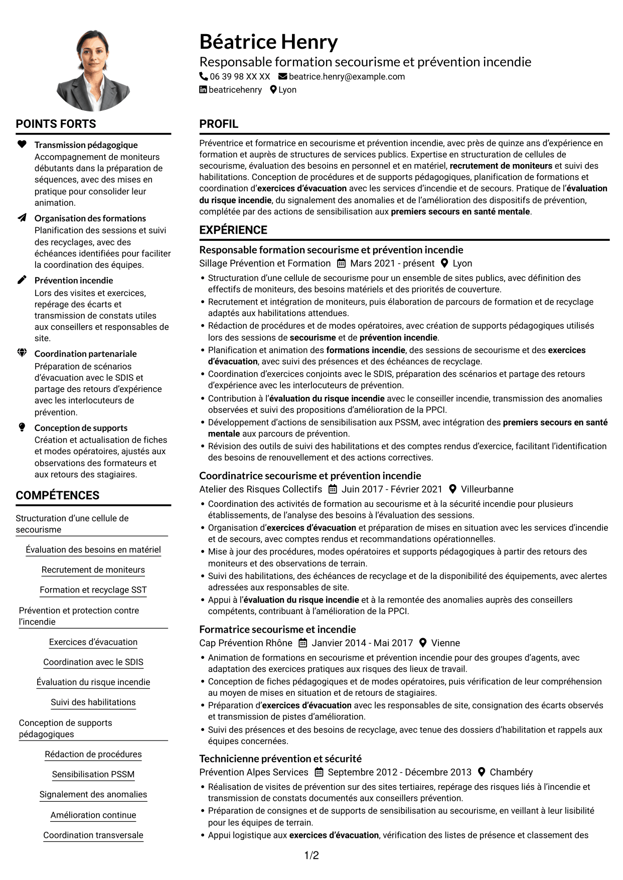 Exemple de CV — page 1