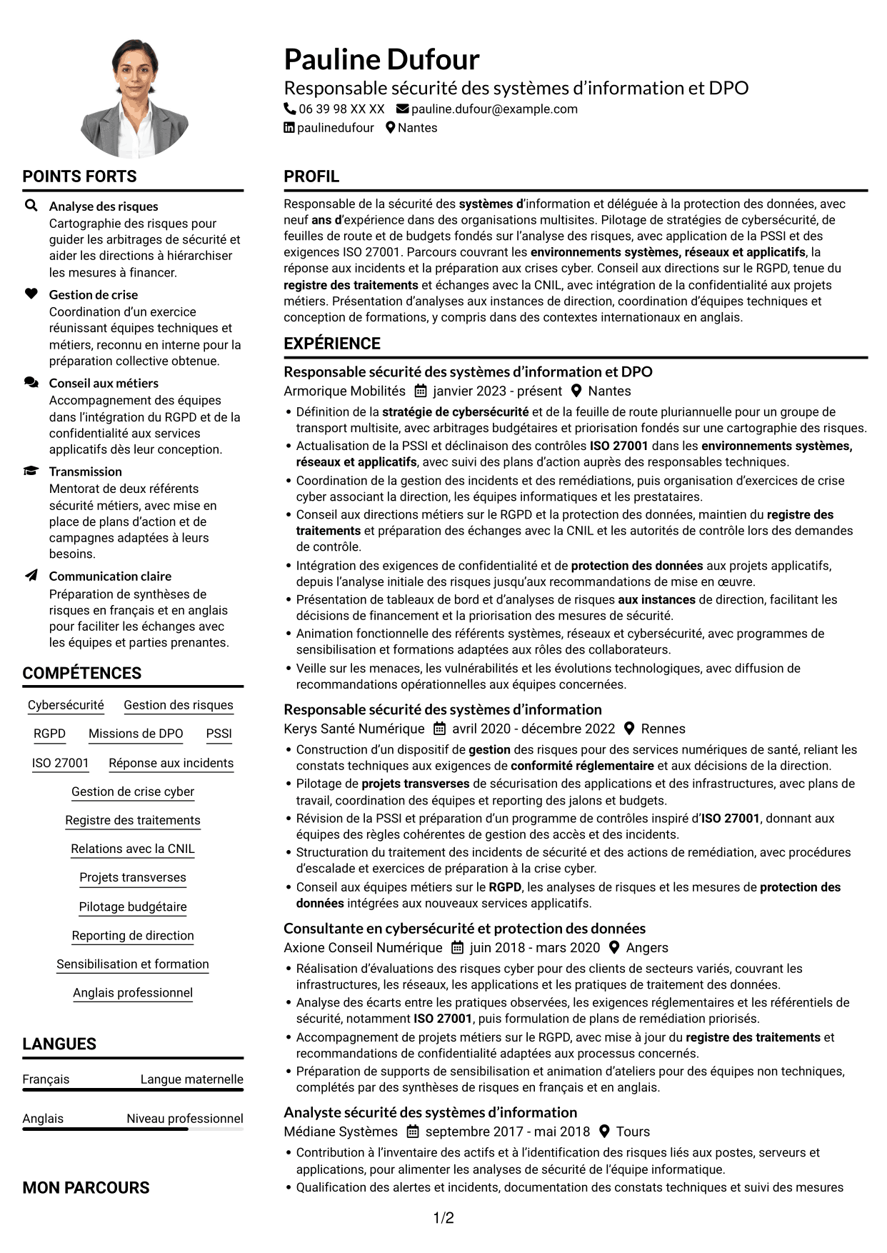 Exemple de CV — page 1