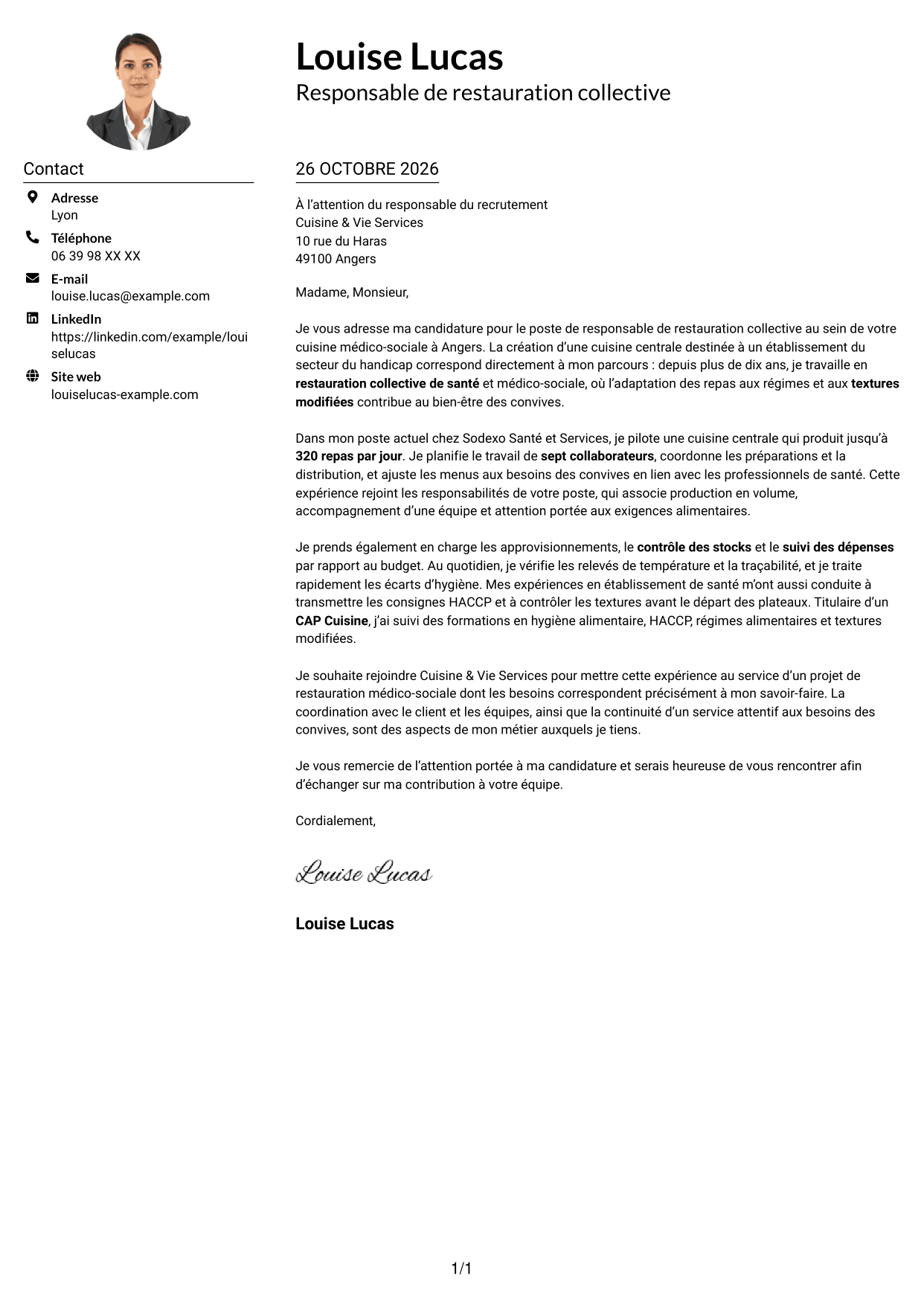 Exemple de lettre de motivation — page 1