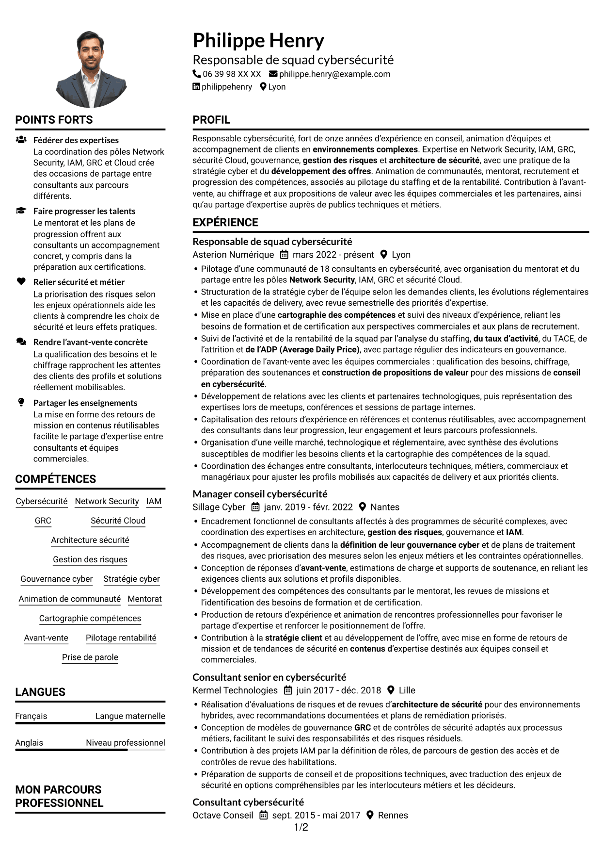 Exemple de CV — page 1