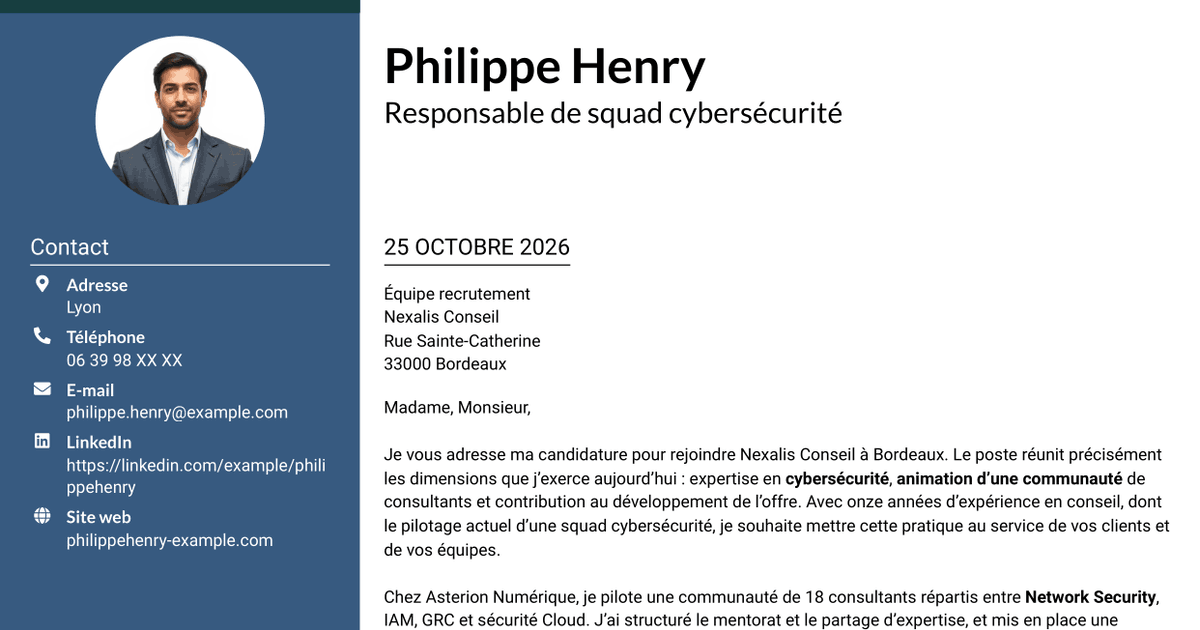 7 modèles de lettre de motivation pour Responsable de squad cybersécurité, avec exemples