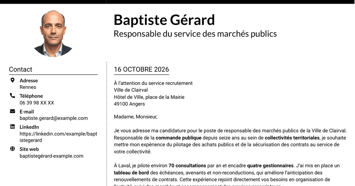 7 modèles de lettre de motivation pour Responsable des marchés publics, avec exemples