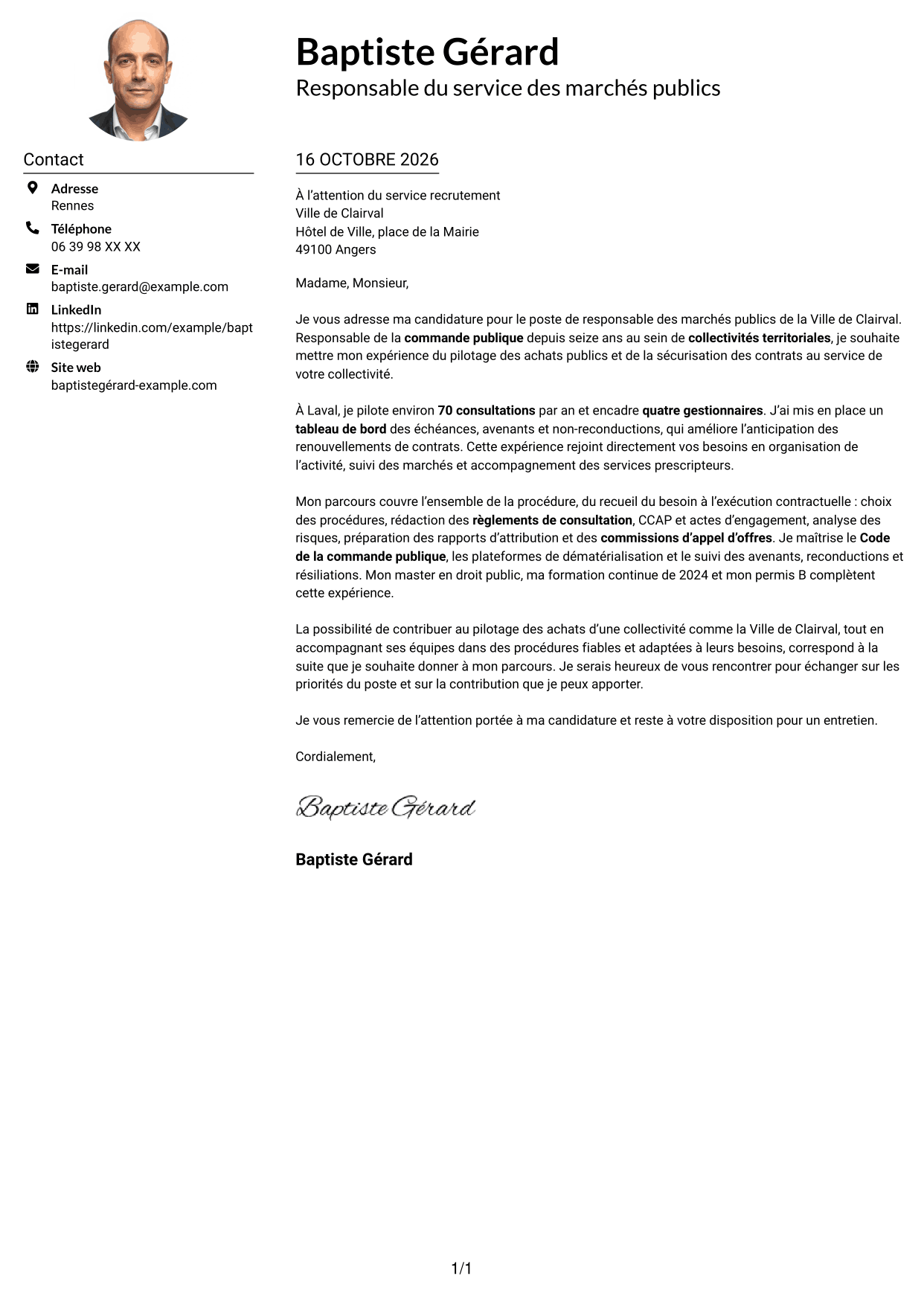 Exemple de lettre de motivation — page 1