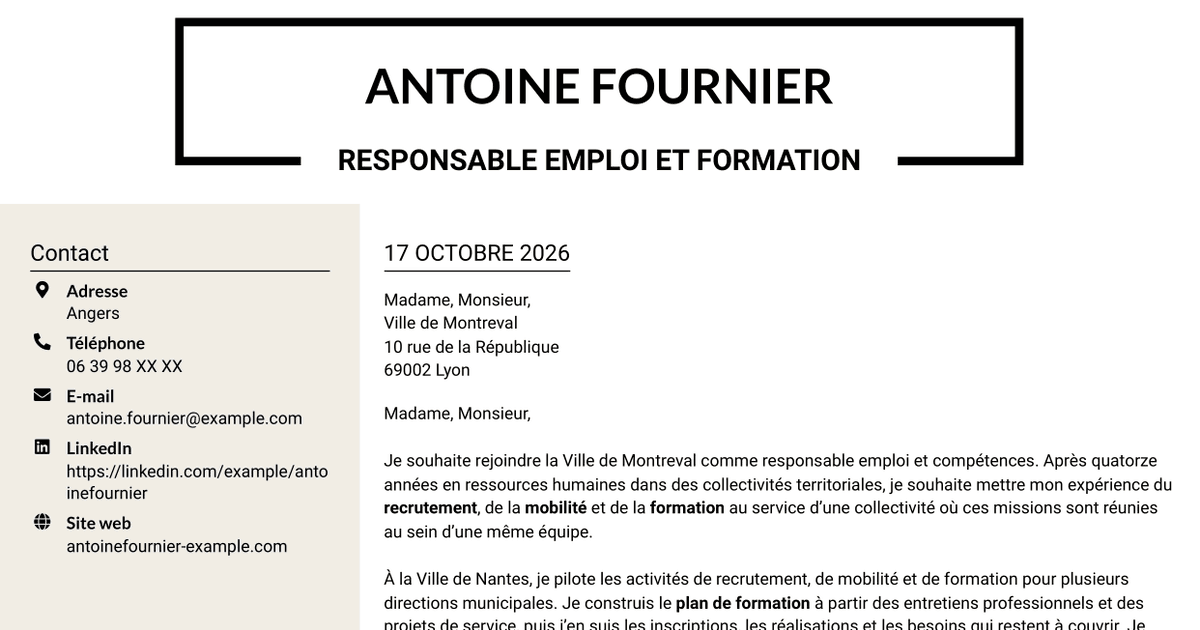 7 modèles de lettre de motivation pour Responsable emploi compétences - Recrutement et formation, avec exemples