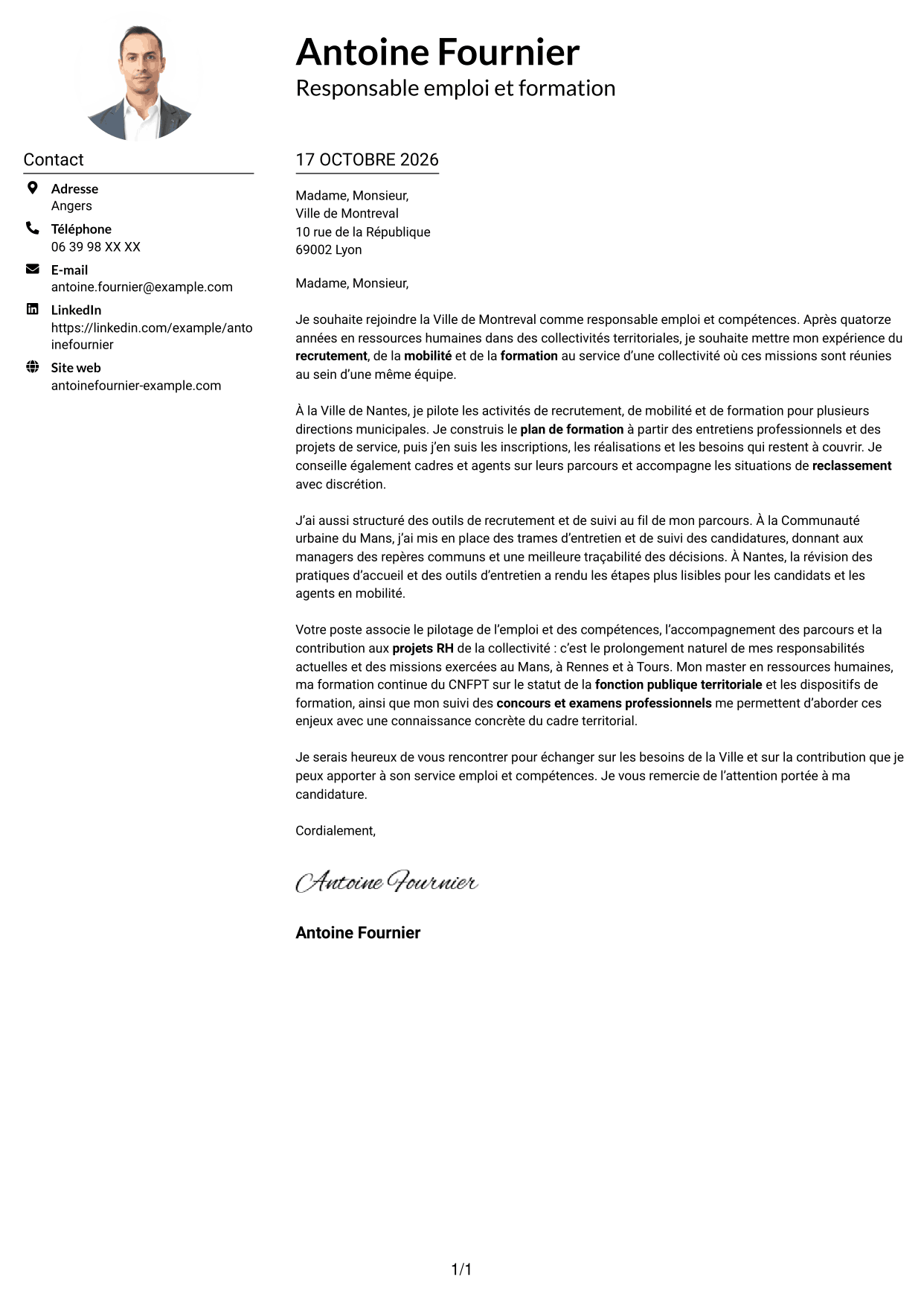 Exemple de lettre de motivation — page 1