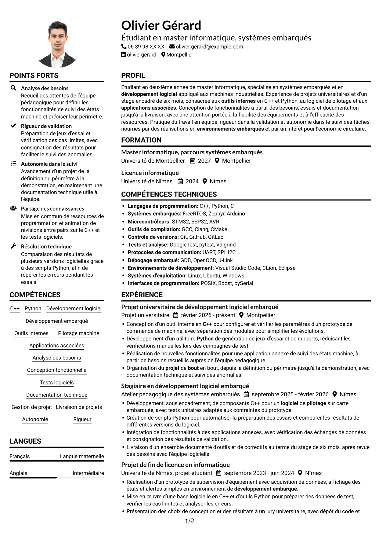 Exemple de CV — page 1