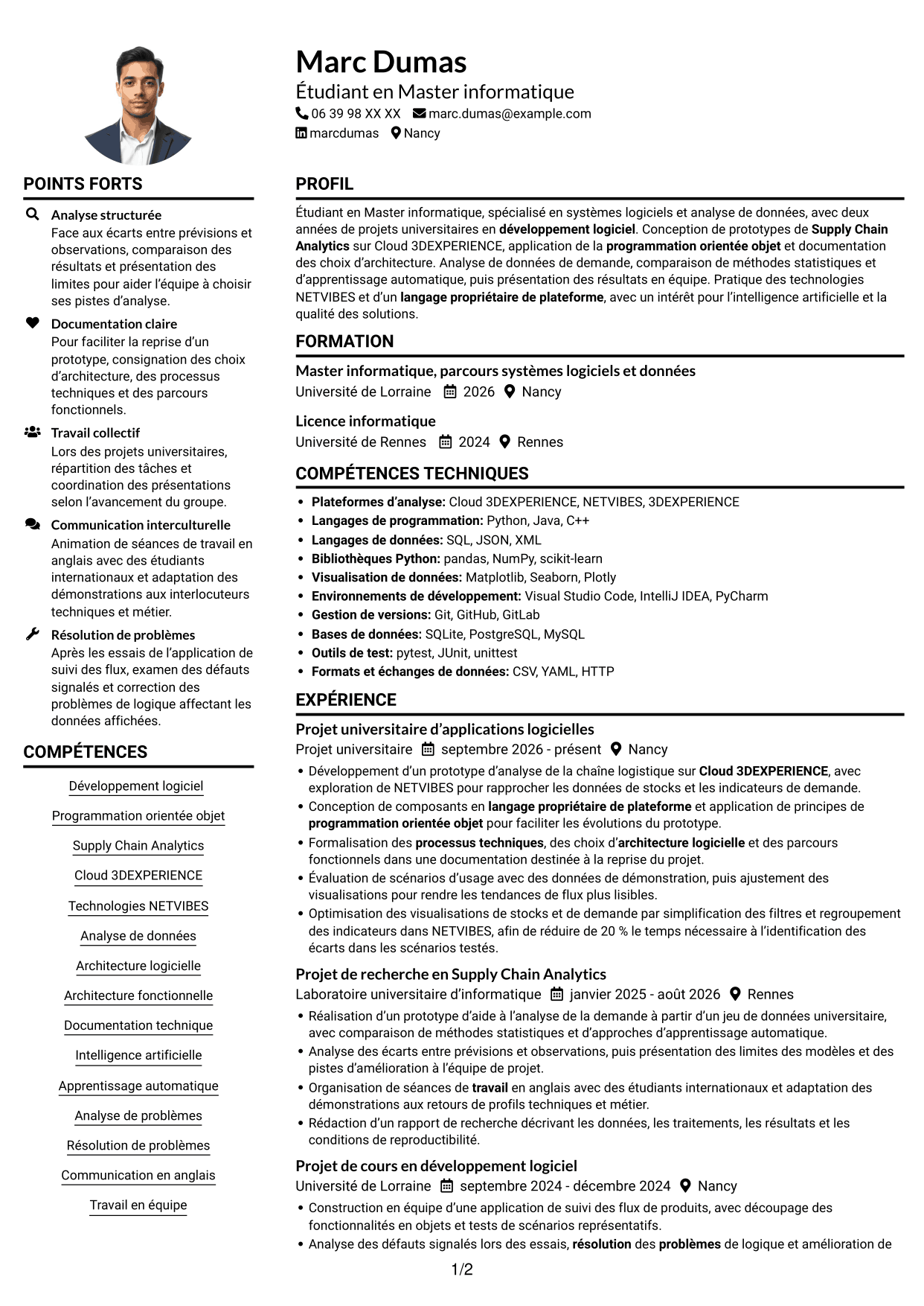 Exemple de CV — page 1