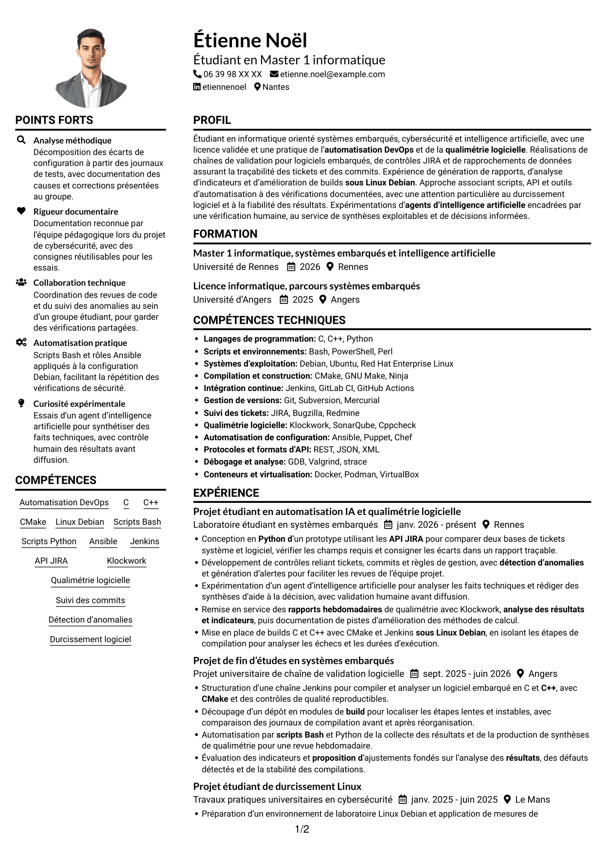 Exemple de CV — page 1