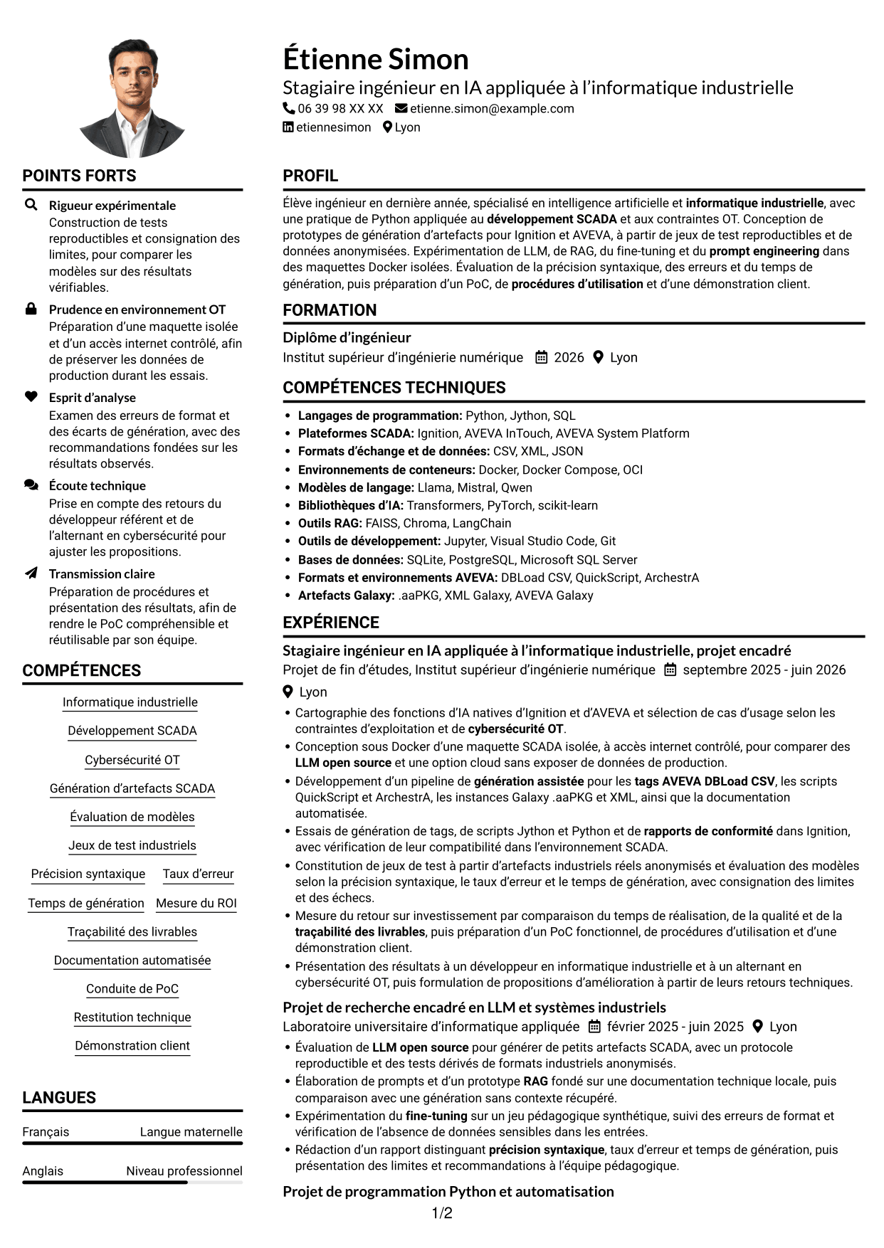 Exemple de CV — page 1