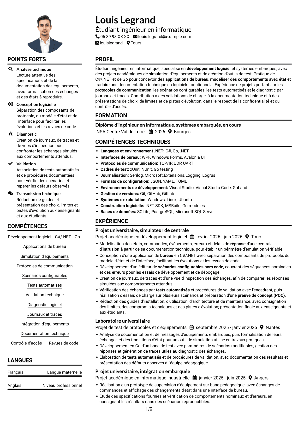 Exemple de CV — page 1