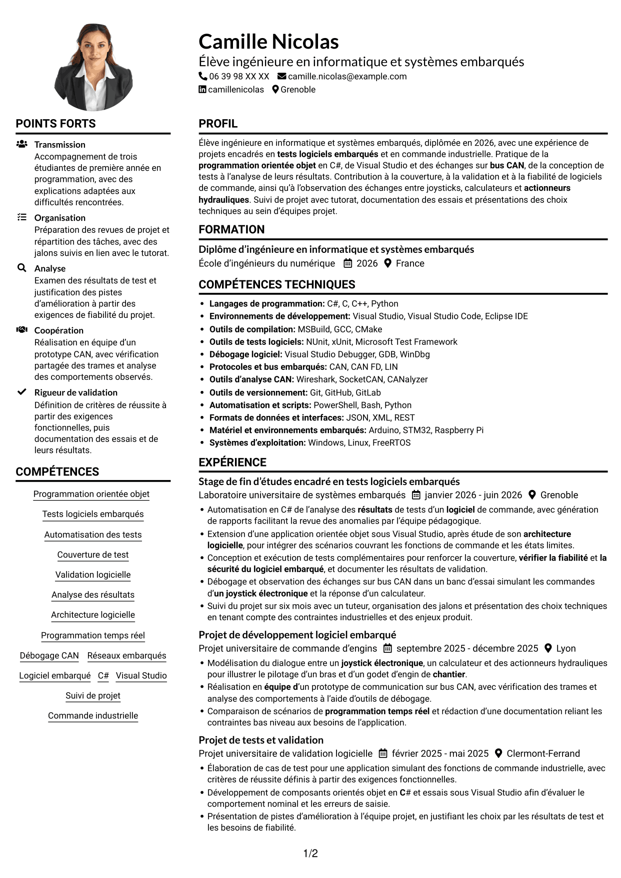 Exemple de CV — page 1