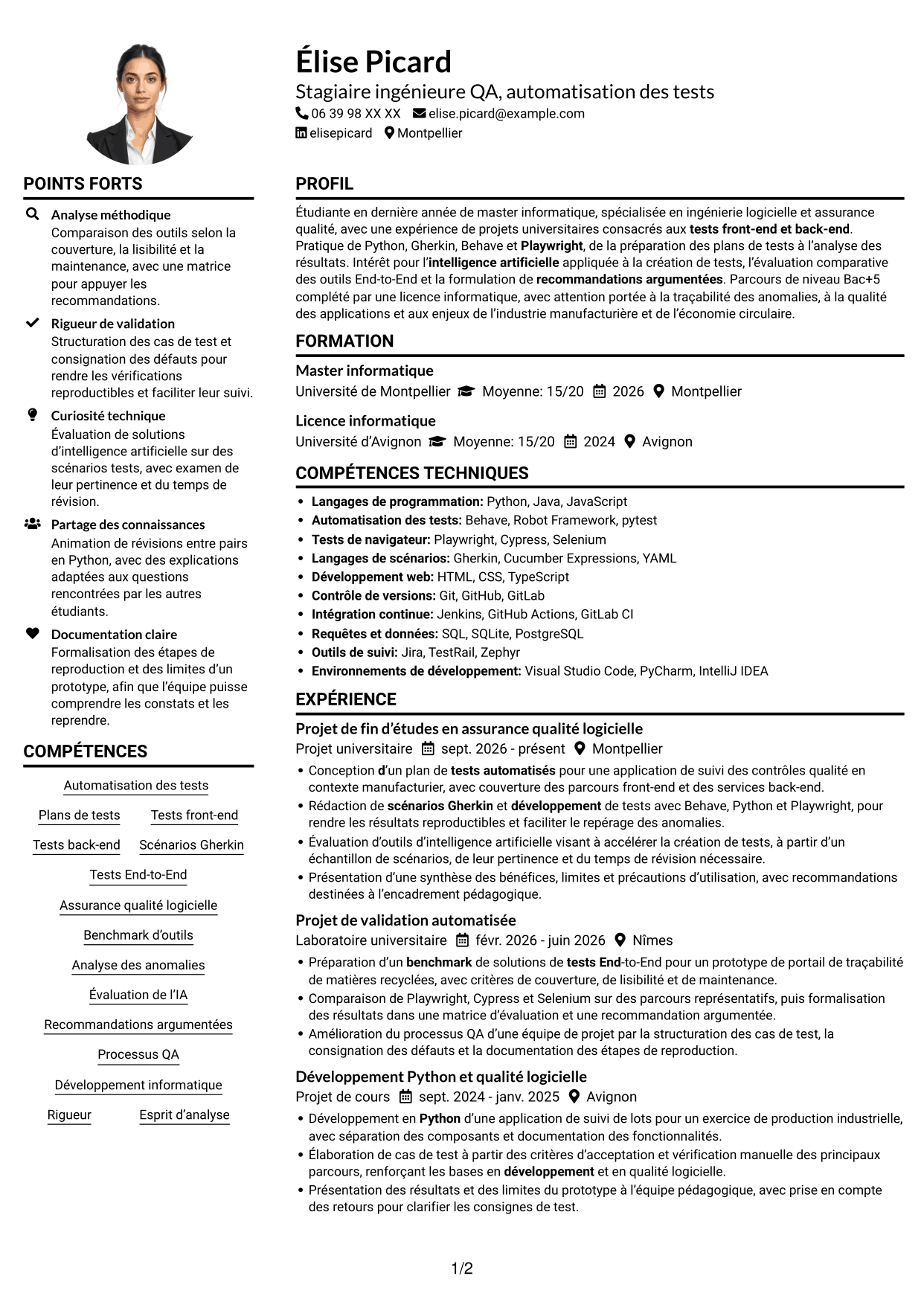 Exemple de CV — page 1
