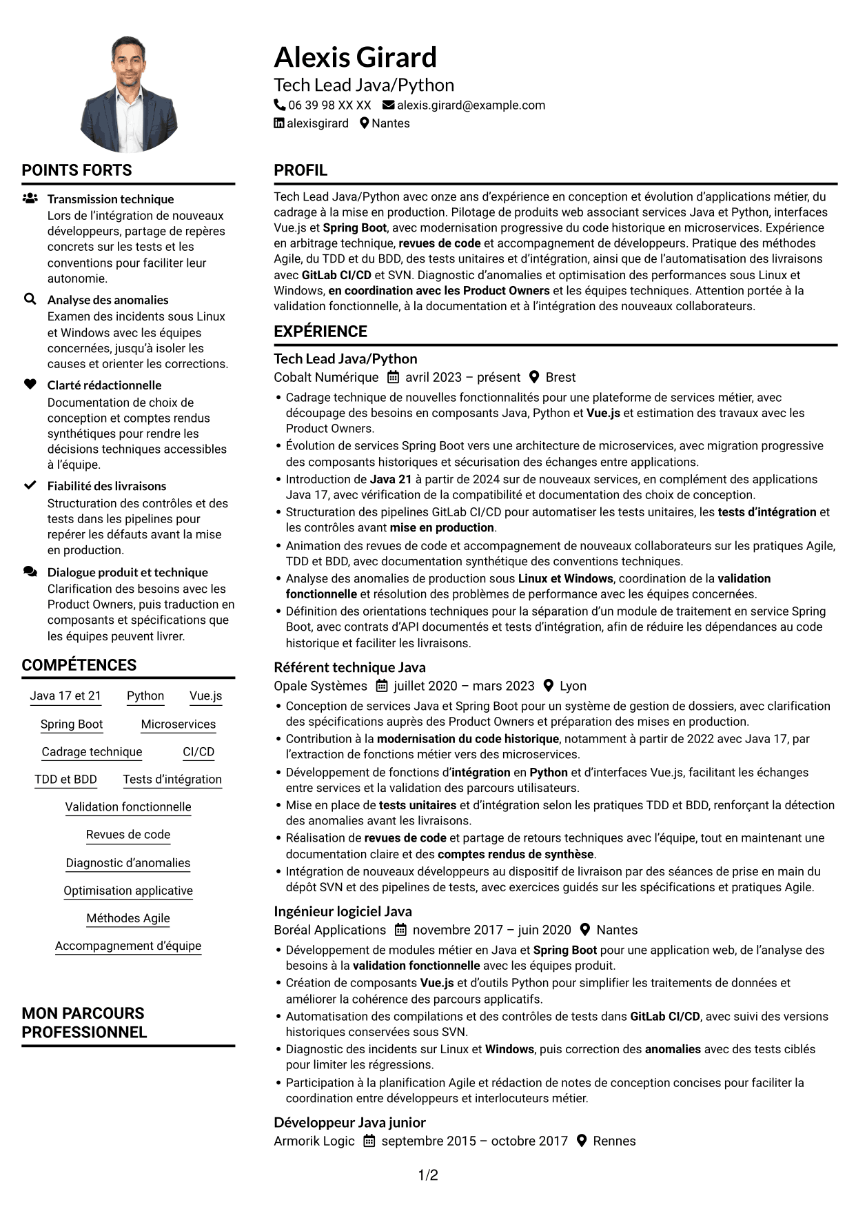 Exemple de CV — page 1