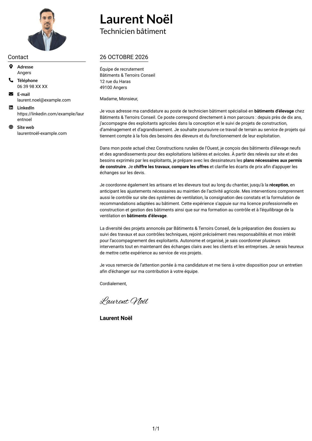 Exemple de lettre de motivation — page 1