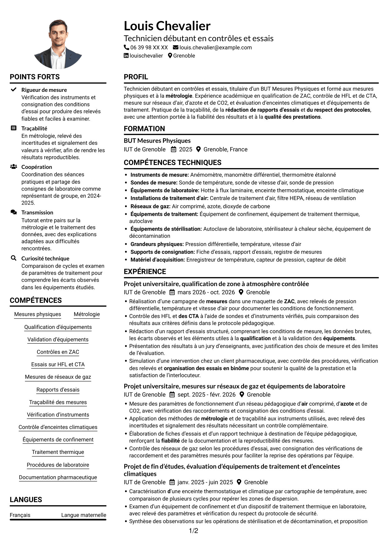 Exemple de CV — page 1