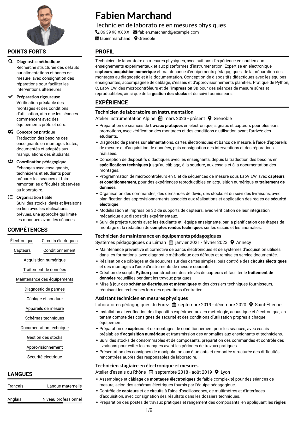 Exemple de CV — page 1
