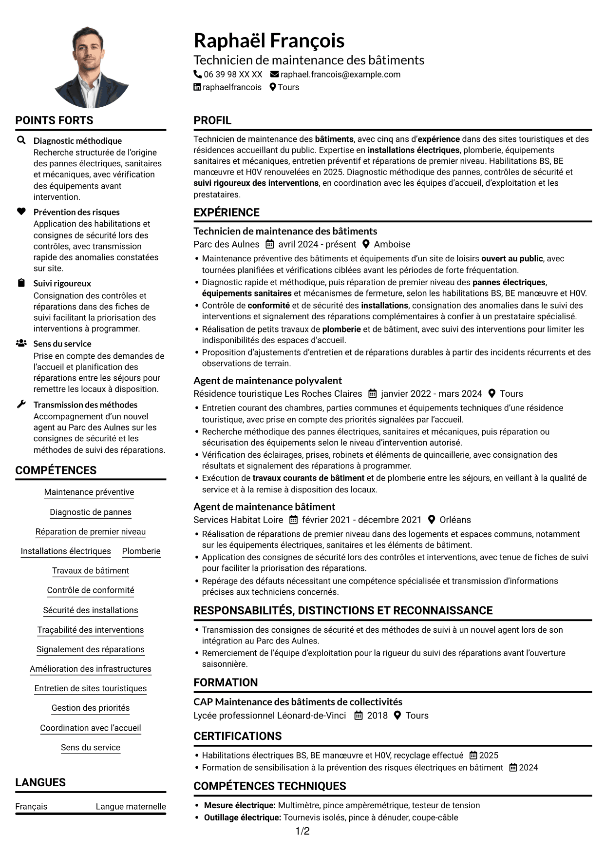 Exemple de CV — page 1