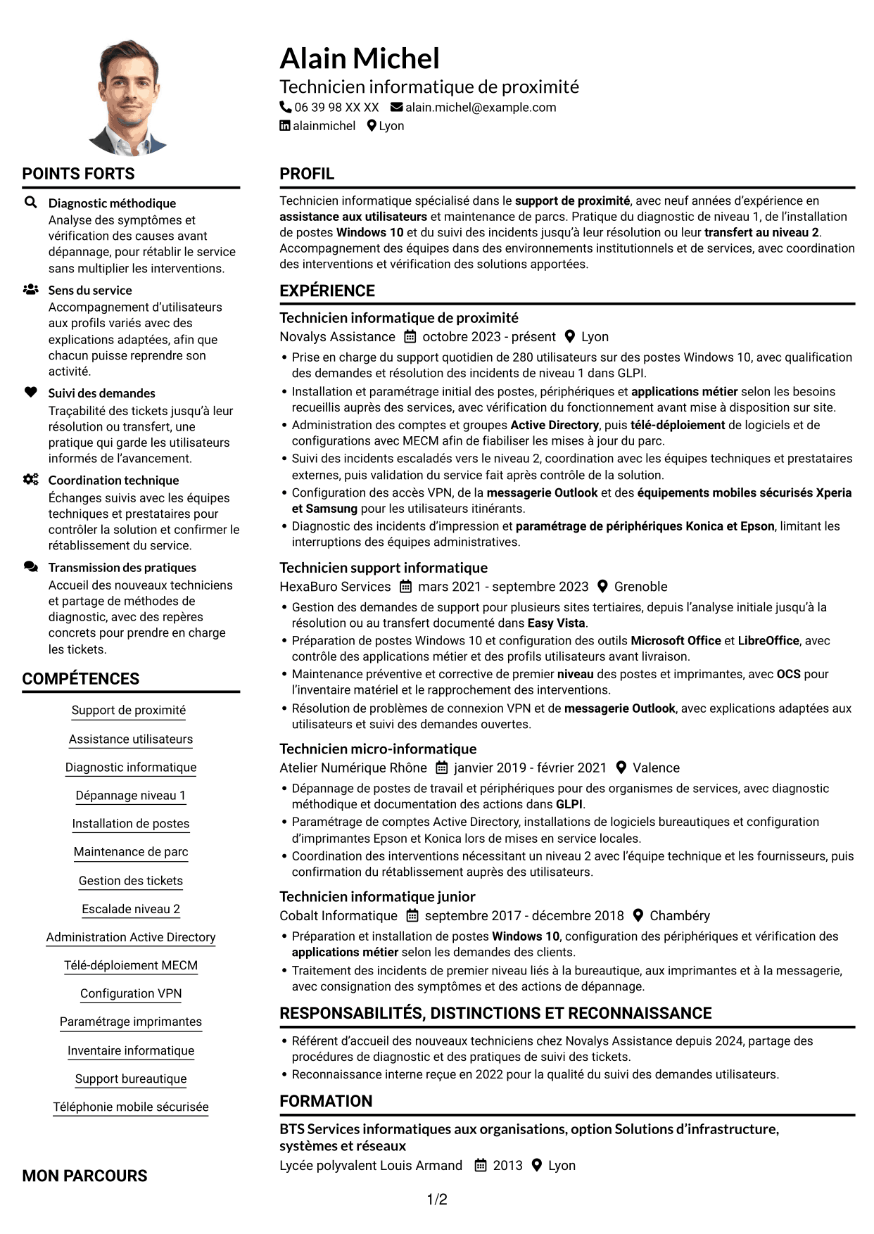 Exemple de CV — page 1