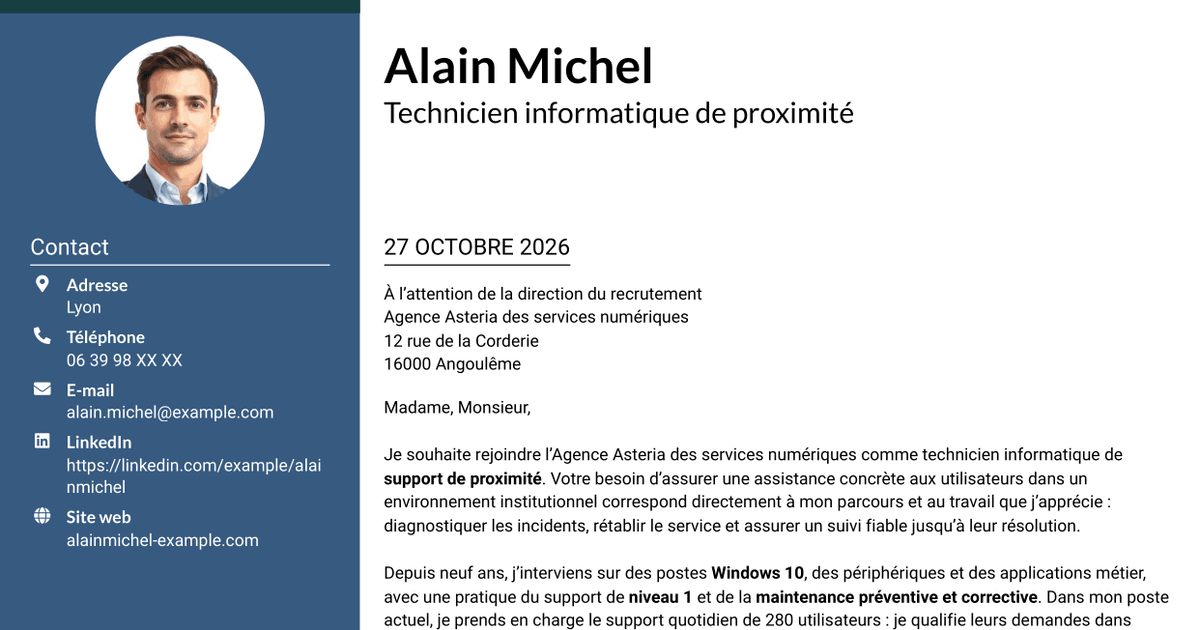 7 modèles de lettre de motivation pour Technicien informatique - Support de proximité, avec exemples