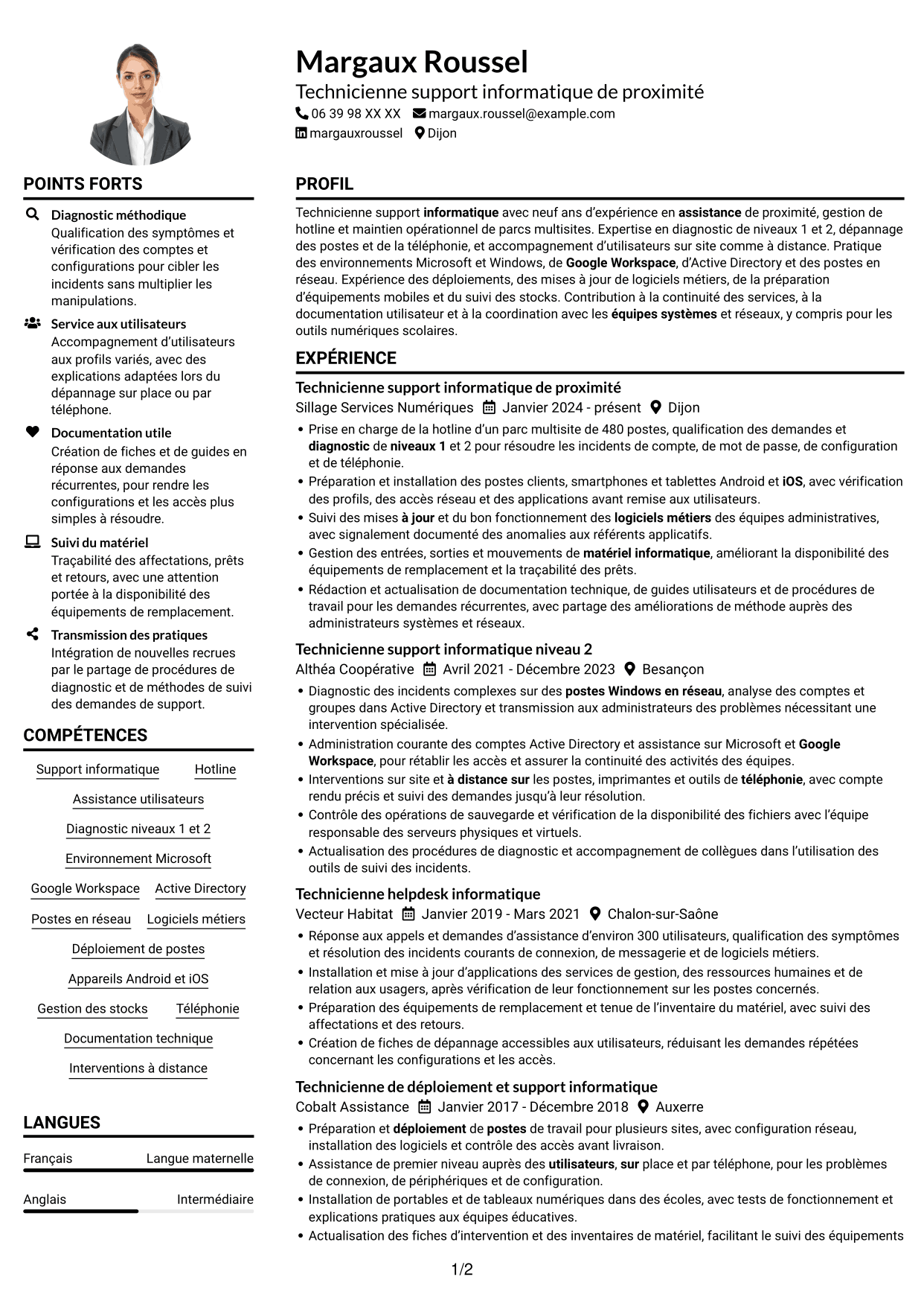 Exemple de CV — page 1