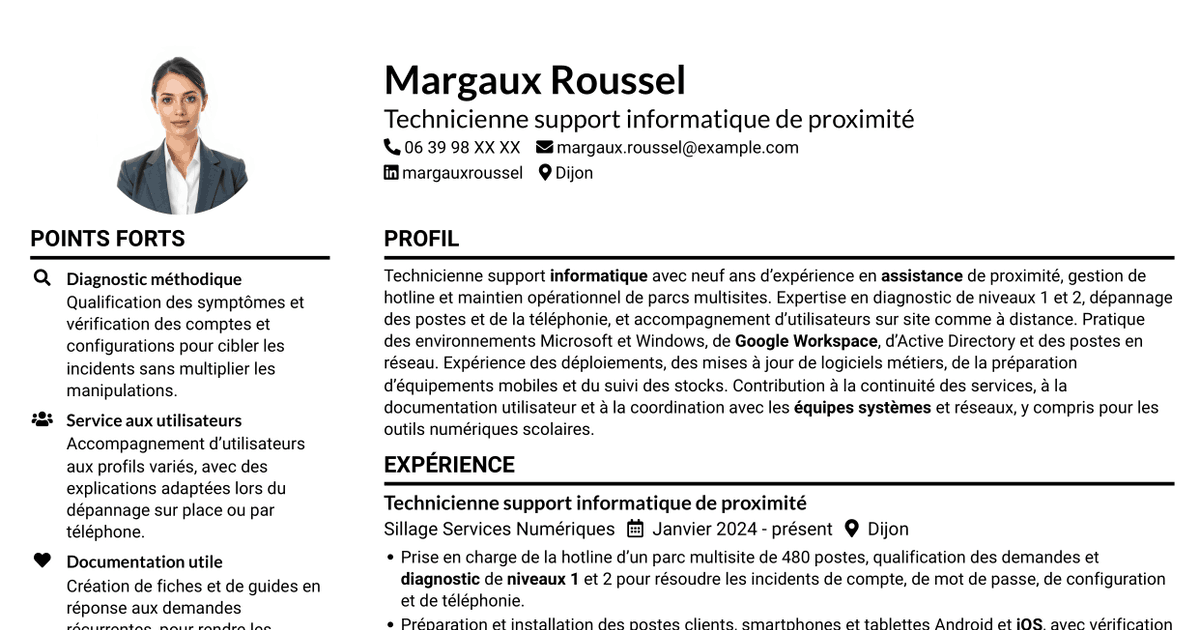 7 modèles de CV pour Technicien informatique - Support hotline, avec exemples