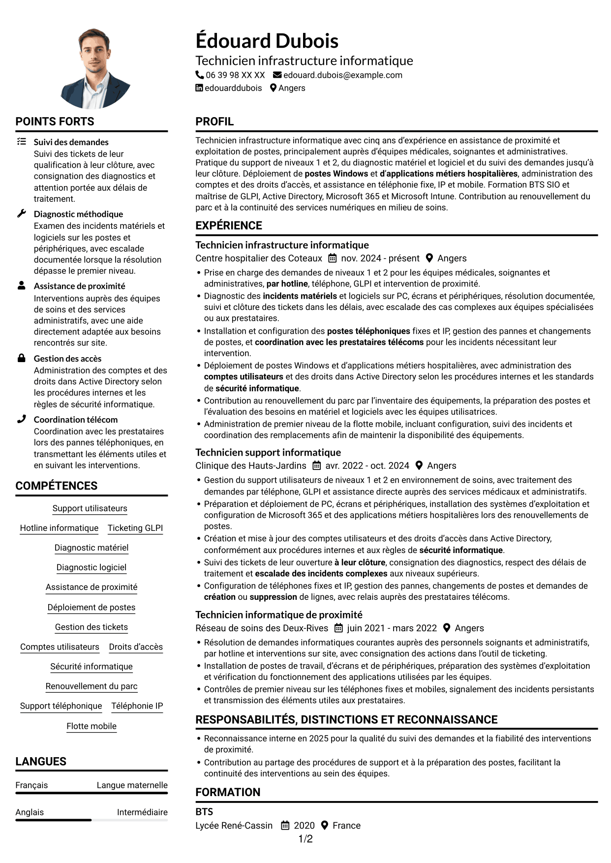 Exemple de CV — page 1
