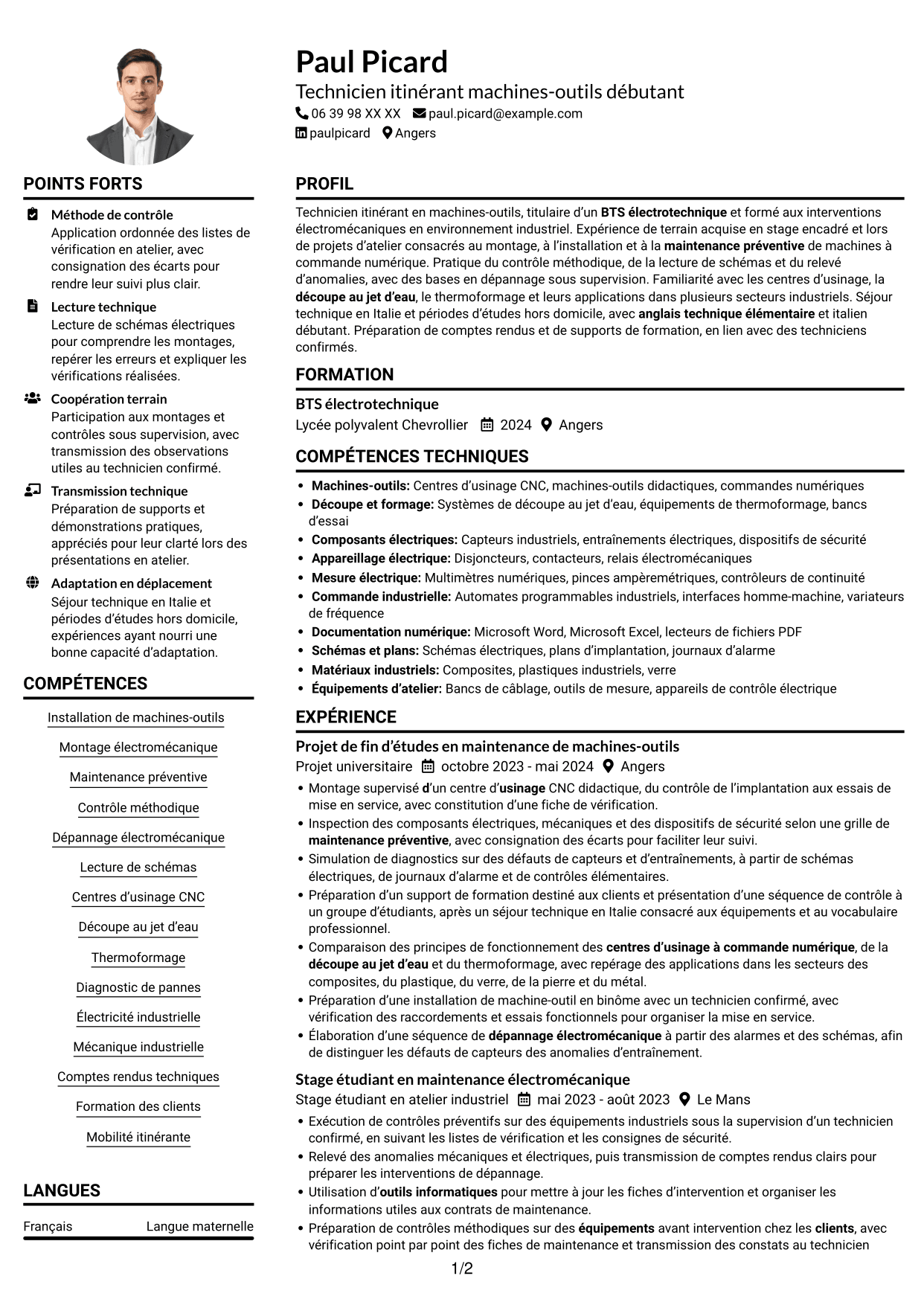 Exemple de CV — page 1