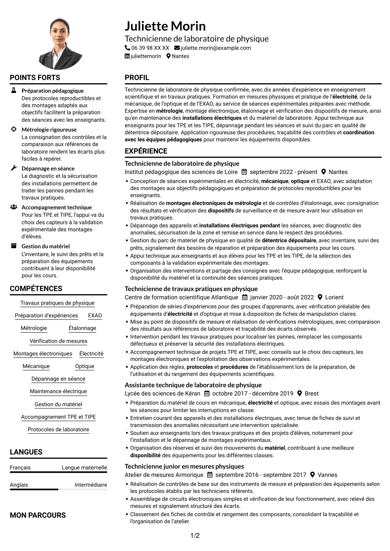 Exemple de CV — page 1