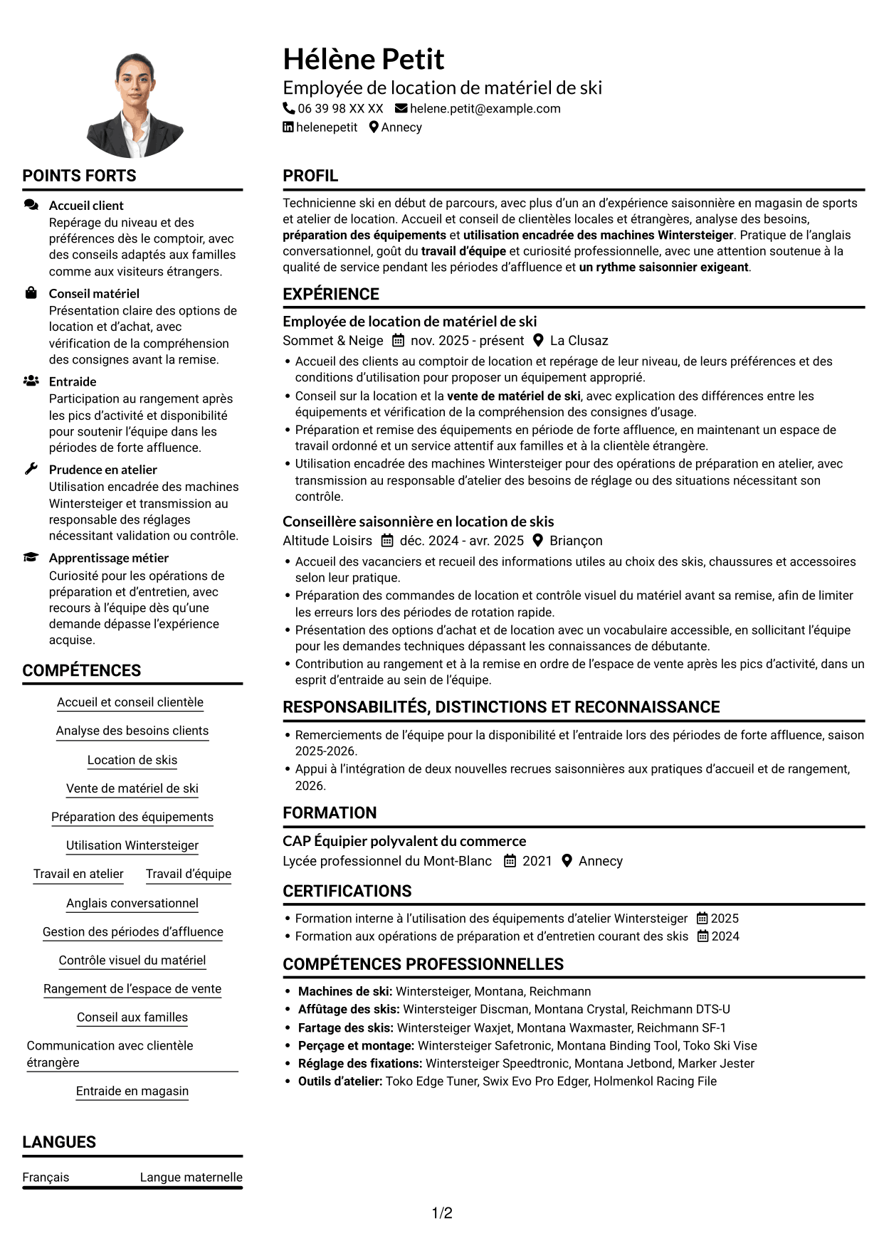 Exemple de CV — page 1