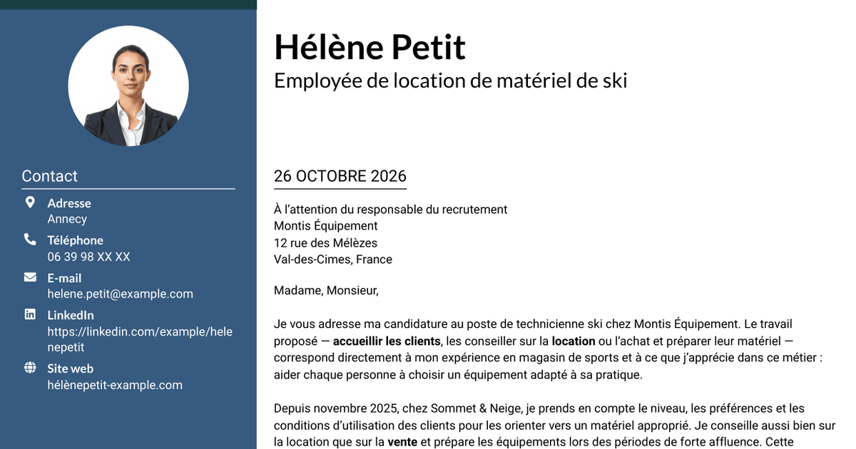 7 modèles de lettre de motivation pour Technicien ski, avec exemples