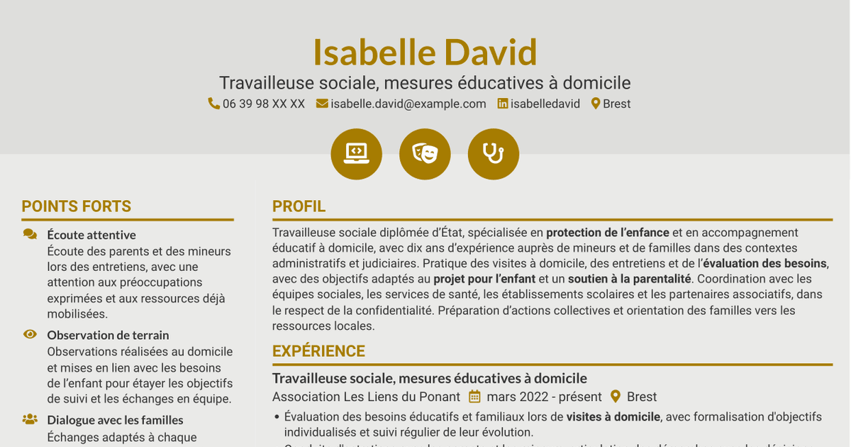 7 modèles de CV pour Travailleur social - Mesures éducatives personnalisées, avec exemples