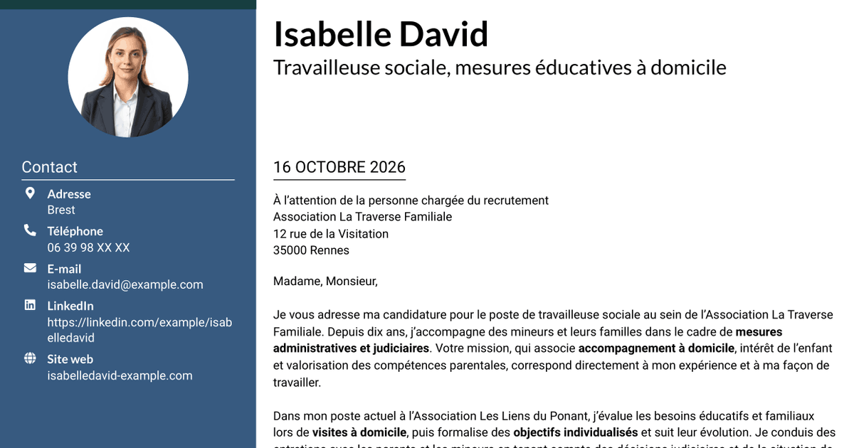 7 modèles de lettre de motivation pour Travailleur social - Mesures éducatives personnalisées, avec exemples